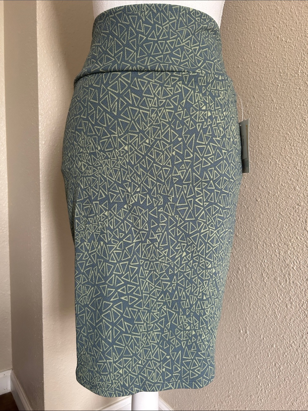 Women's Green Geometric Pencil Skirt
